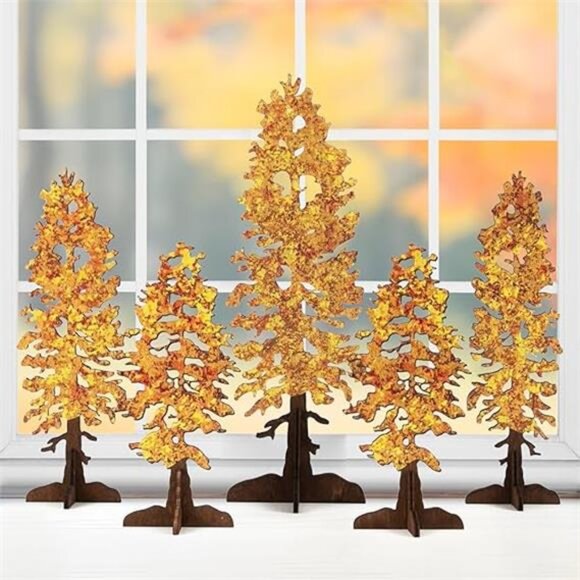New 5PCS Rustic Wooden Fall Trees - Free Standing Table Decor for‎ Home & Mantel - Picture 7 of 7